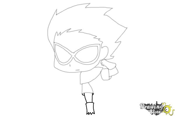 How to Draw Chibi Robin | Teen Titans - Step 7