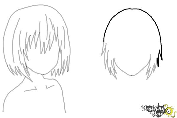 how to draw anime girl hair step by step