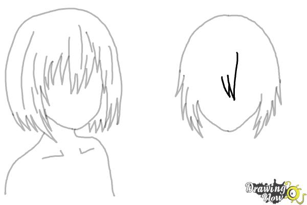 Female anime head base with hair.  Girl hair drawing, How to draw