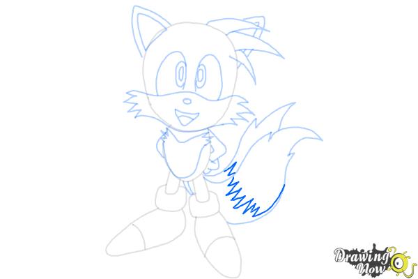 How to Draw Tails From Sonic 2 - Step 11