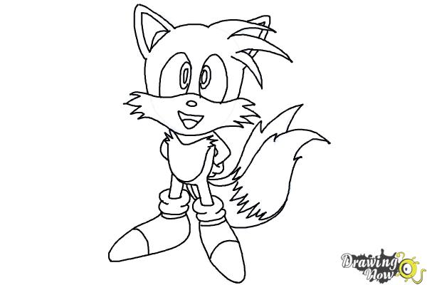 How to Draw Tails From Sonic 2 - Step 12
