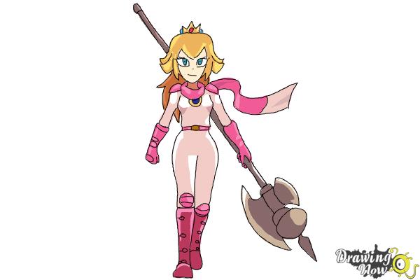 How to Draw Princess Peach from The Super Mario Bros. Movie - Step 17
