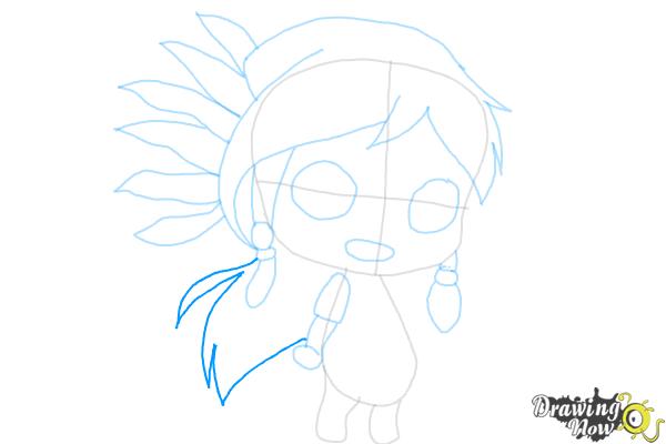 How to Draw Cute Native American Girl - Step 10