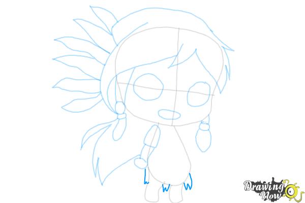 How to Draw Cute Native American Girl - Step 11