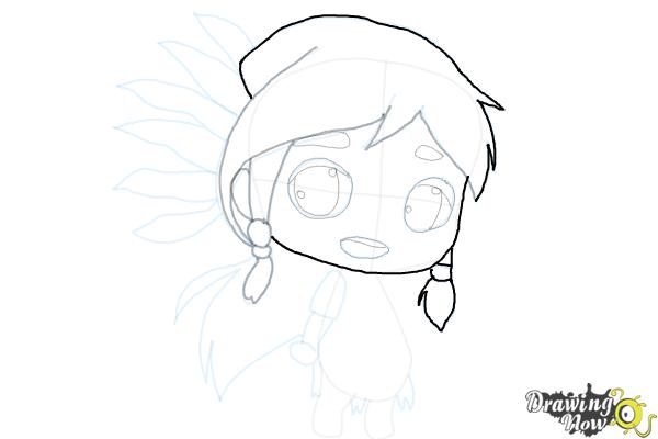 How to Draw Cute Native American Girl - Step 16