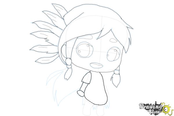 How to Draw Cute Native American Girl - Step 18