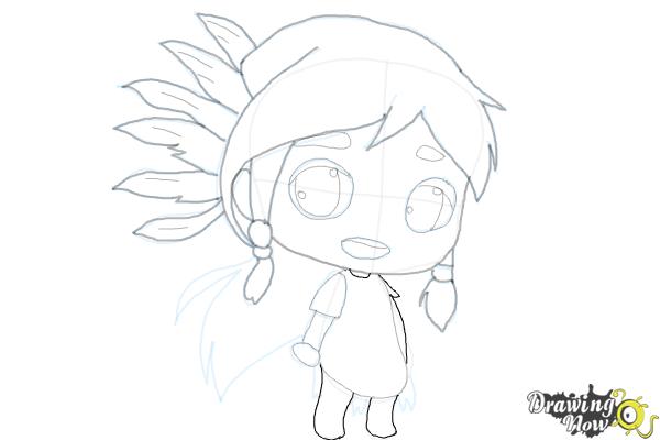 How to Draw Cute Native American Girl - Step 19