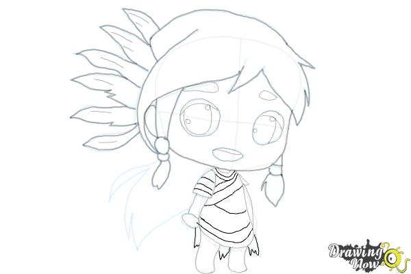 How to Draw Cute Native American Girl - Step 20