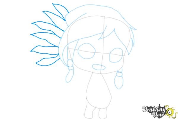 How to Draw Cute Native American Girl - Step 8