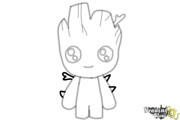 How to Draw Baby Groot from Guardians of the Galaxy - Step 9