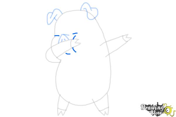 How to Draw a Cute Pig Dabbing - Step 7 How to Draw a Cute Pig Dabbing - Step 7