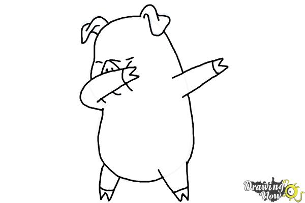 How to Draw a Cute Pig Dabbing - Step 8 How to Draw a Cute Pig Dabbing - Step 8