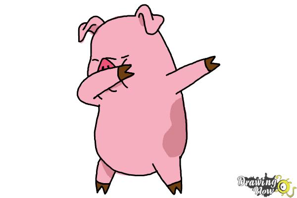 How to Draw a Cute Pig Dabbing - Step 9 How to Draw a Cute Pig Dabbing - Step 9