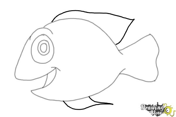 Haw to Draw a Cartoon Fish - Step 6