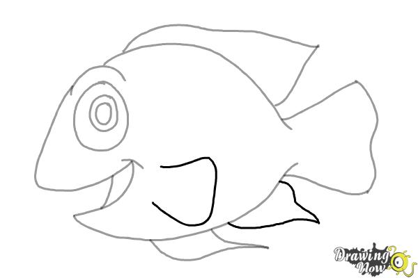 Haw to Draw a Cartoon Fish - Step 7
