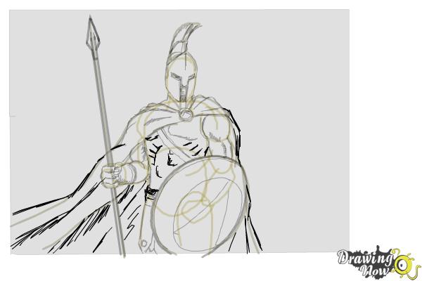 How to Draw a Spartan Warrior - Step 13 How to Draw a Spartan Warrior - Step 13