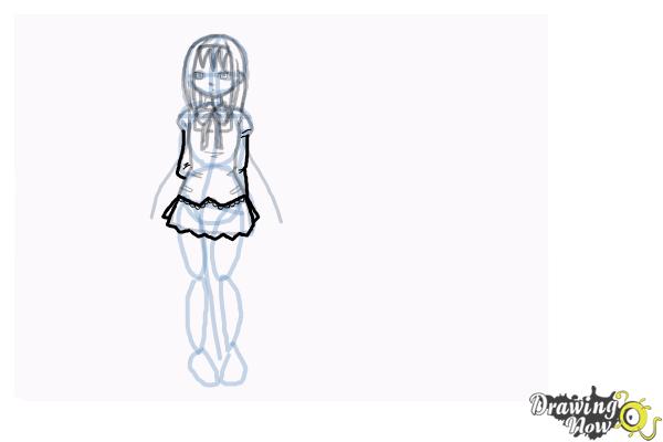 How to Draw an Anime School Girl - Step 13