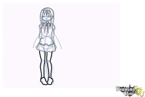 How to Draw an Anime School Girl - Step 14