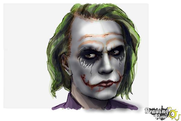 How to Draw Heath Ledger As The Joker from Dark Knight - Step 9