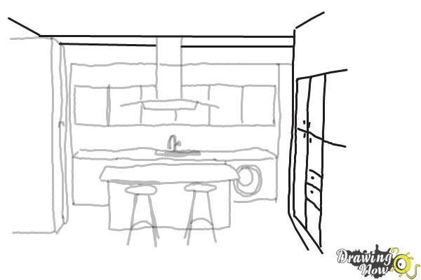 How to Draw a Kitchen - Step 6